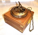 Sun Dial Pocket Watch Brass Compass Chain Antique Gold Lustre Wooden Box Uk. Fixed Price $109.03.