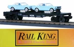Mth Railking 30-7617 Auto Transport Flatcar W/(2) '64 Mustangs O-gauge Nos. Fixed Price $24.99.