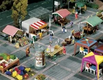 Faller 272533 Scale Market: Assortment Counters, Speakers And Accessories. Fixed Price $43.15.