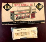 Vintage Ho - 74 Miniature Plasticville Super Market Kit & Box. Fixed Price $24.00.