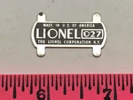 Lionel Part Name Plate 027 1681E-26-1. Fixed Price $9.99.