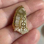 Vintage Oklahoma Oil Rig Derrick Native American Headdress Lapel Pin. Fixed Price $19.95.