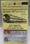 Tomar Industries O-323 Prrcongressional Lightweight Passenger Car Tailsign Kit. Fixed Price $19.42.