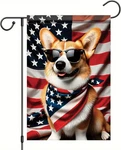 Patriotic 4TH Of July Garden Flag Corgi American Sunglasses 12X18 Inch Doub. Fixed Price $13.49.