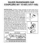 Micro Trains Scale 1017-2 Coupler Assembled Silver Pair 00110005. Fixed Price $57.78.