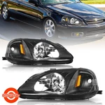 For 1999 2000 Honda Civic Ek Black Housing Amber Corner Headlights Assembly. Fixed Price $58.99.