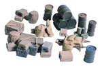 Woodland Scenics Ho Scale Details Crates, Barrels, Sacks. Fixed Price $26.68.