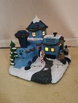 Hawthorne Village Rudolph Christmas Misfit Engine House Train Garage Blue Euc. Fixed Price $175.99.