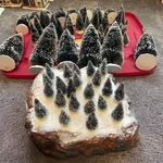 Lemax Village Landscape - Mountain Backdrop + 58 Snowy Trees Christmas Trains Ho. Fixed Price $89.99.