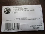 Lionel Gauge #5551 Steel Track Pins, Pkg. 12. Fixed Price $8.99.