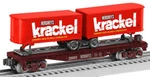 Lionel #26693 Hershey's Krackel Piggyback W/trailers. Fixed Price $64.95.