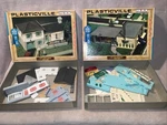 Qty 5 Bachmann Plasticville Scale. (2) Houses-showroom Factory Bridge Nib. Fixed Price $42.99.