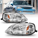 For 99-00 Honda Civic Dx Ex Chrome Housing Amber Corner Headlights Lamps Set. Fixed Price $68.68.