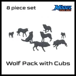 Wolf Pack With Cubs (8PCS) - N Scale 1:160 Gray. Fixed Price $9.99.