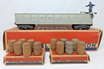 Lionel Gauge #3562 At&sf Gray Operating Car Bin 12 Barrels Orig. Box. Fixed Price $29.99.