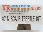 N 1/160 Scale Hobby Products Laser Kit #0388-40 Cut 40' Timber Trestle. Fixed Price $59.95.