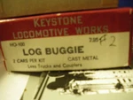 Keystone Locomotive Works: HO-100: Log Buggie: Kit 2 (actual Shipping). Fixed Price $40.01.