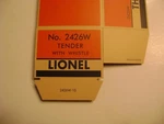 Lionel 2426W Diecast Tender Licensed Reproduction Box W/insert (2-CITY). Fixed Price $13.95.