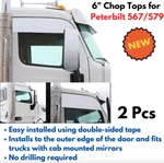 Pair 6" Stainless Steel Chop Tops Window Frame Mount For Peterbilt 567/579 Truck. Fixed Price $248.88.