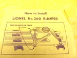 Lionel Postwar 260-11 5-57 Bumper- Original Instructions. Fixed Price $12.00.