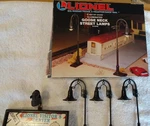 Lionel 3-12742 Black Goose Neck Street Lamp. Lighted Bill Board 12974. Fixed Price $21.99.
