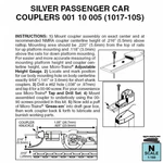 Micro-trains 00110005 (1017-10S) Assembled Passenger Couplers 10PAIR Silver. Fixed Price $74.90.