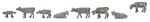 Faller 155904 Scale Mountain Cows -- Gray PKG(8). Fixed Price $23.99.