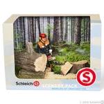 New Schleich 41806 Forestry Scenery Pack - Worker With Chain Saw & Logs Retired. Fixed Price $94.08.