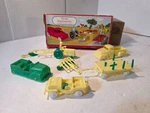 Vintage Plasticville 1302 59 Farm Implements Yellow & Green Gauge Ob. Fixed Price $34.99.