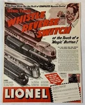 1937 Lionel Trains Ad Whistle Reverse Switch 758W, 299W, 235E, 267E. Fixed Price $14.54.