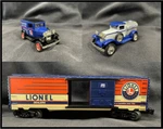 Scale 311500 Lionelville Trucks + 6-29955 Dealer's Boxcar!. Fixed Price $89.99.