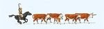 Preiser Riding Cowboy And 5 Longhorn Cattle - Scale Model Railroad Figure. Fixed Price $28.50.