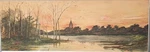 Chuck Clevenger Original Watercolor Framed Scenic River Landscape Church Steeple. Fixed Price $110.00.