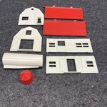 Bachmann 0/S Scale Plasticville Barn Kit #BN-1 (white/red) Used (PV041225-03). Fixed Price $9.00.