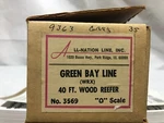 Scale All Nation Bk 3569 Green Bay Line 40' Wood Reefer 2 Rail #WRX9363. Fixed Price $37.00.