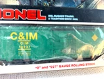 Lionel # 6-19237 Chicago & Illinois Midland Boxcar New L2368. Fixed Price $12.50.