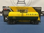 K-line Aluminum Reading #90986 Single Dome Tank Car K6331-1932. Fixed Price $79.99.