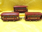 Lionel Prewar 529/530 Terracotta & Cream Passenger Car Set With Copper Journals. Fixed Price $135.00.