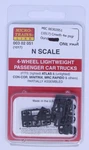Micro-trains 00302051 (1017) 4-WHEEL Lightweight Passenger Car Trucks. Fixed Price $18.99.