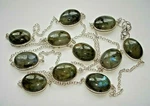 One-of-a-kind Blue-fire Labradorite Silver Station Necklace 28-36" X-tra Long. Fixed Price $55.00.