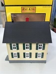 Mth Rail King Scale Row House Yellow W/ Green Shutters 30-9023 Lights Work. Fixed Price $54.95.