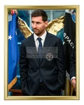 Lionel Messi Miami Cf's Soccer Champions White House 2026 8X10 Gold Framed Photo. Fixed Price $34.99.