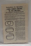 Lionel Postwar Original Instruction Sheet 022 Switches 1956. Fixed Price $5.00.
