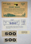 Champ Ho Decal Soo Line Caboose Black Lettering #HC-474. Fixed Price $6.00.