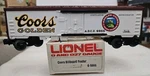 Lionel Coors Golden Billboard Reefer #6-9866 Ga. Rolling Stock Train Car (13I). Fixed Price $21.95.