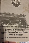 Lionel 2-8-4 Berkshire Steam Locomotive & Tender Manual Conventional Railsounds. Fixed Price $341.00.
