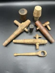 Antique John Sommers & Acme Wooden Spigots W/wood Barrel Corks. Fixed Price $17.00.