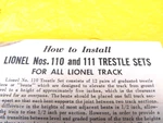 Lionel Postwar 110-30 3-61 110&111 Trestle Set Original Instructions. Fixed Price $12.00.