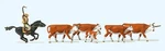 Preiser 10159 Scale Riding Cowboy And Longhorn Cattle. Fixed Price $28.99.