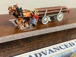 Twin Horse Drawn Log Wagon W/ Load & Figure Handpainted Scale - New Oop. Fixed Price $65.95.